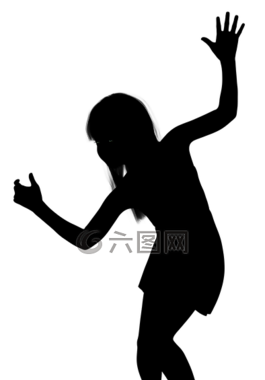 剪影,女孩,女子