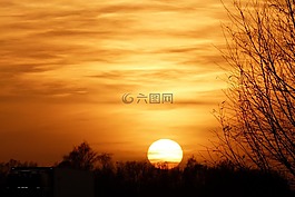 日落,晚上,太陽