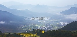 山谷,田園,山村