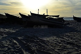 小船,海滩,景观
