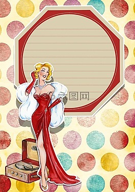 復古,女子,紅色