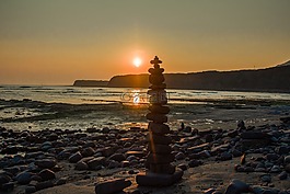kimmeridge 灣,英格蘭,日落