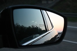 后視鏡,日落,汽車