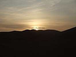 日落,沙漠,蒙古