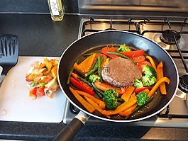 牛排,蔬菜,烹飪
