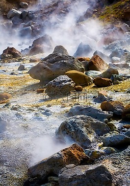 火山,石,溫泉