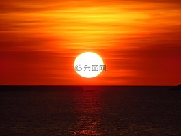 日落,紅色,黃色