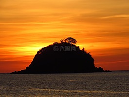 日落,側(cè)影,天空