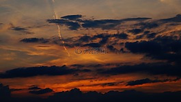 傍晚的天空,云,軌跡