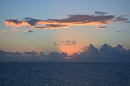 日落,海洋,海