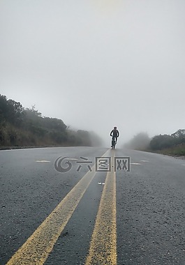 霧,路,山