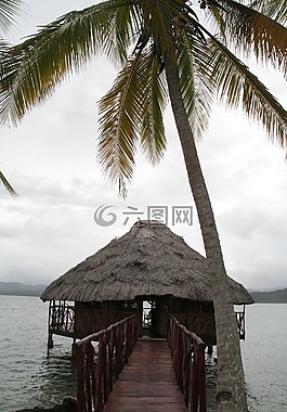 島,小木屋,加勒比的
