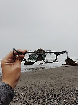 眼鏡,海灘,雨