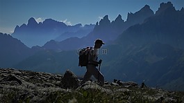 山,徒步旅行,全景