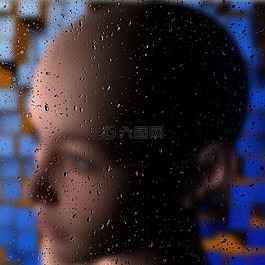 女子,光盤,雨