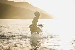海滩,男孩,乐趣