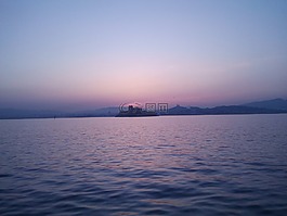 日落,城堡,海