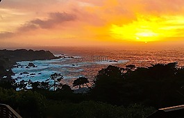 日落,海岸線,加利福尼亞州