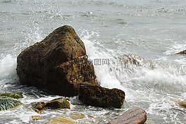 石,波,海洋
