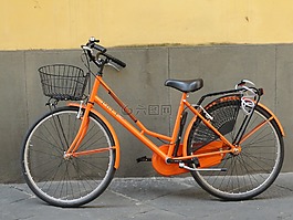 自行車,橙色,街