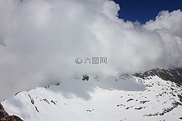 山,云,雪