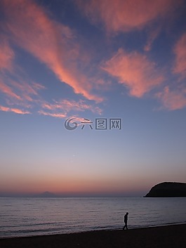 日落,海景,海岸