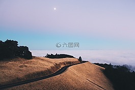 天空,地平線,路徑