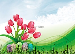春天,郁金香,復活節(jié)彩蛋