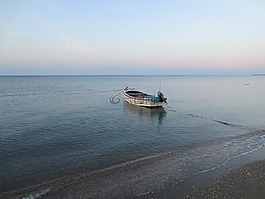 海灘,船,海