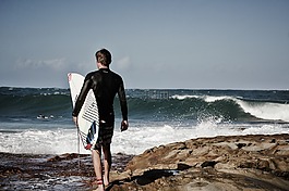 海灘,男子,海洋