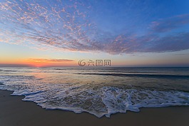 日落,水,海