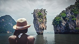 泰國,海,人