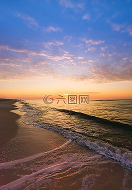 水,日落,海