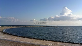 海灘,天空,海