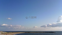 天空,海灘,云