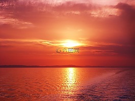 日落,海,晚上