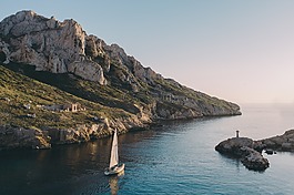 船,海岸,島