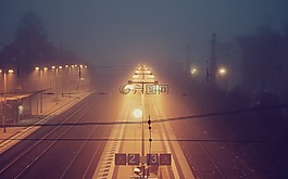 火車站,夜,鐵路
