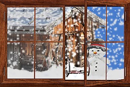 雪人,冬天,雪