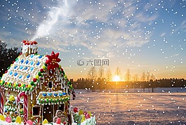 圣诞节,姜饼,雪