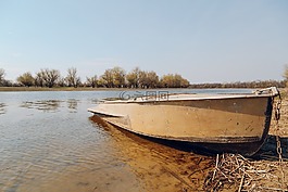 小船,海滩,河