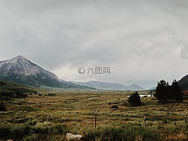 山,景觀,草