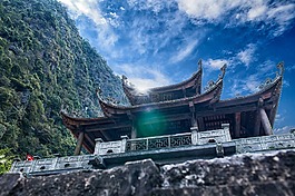 寺廟,蔚藍的天空,風景