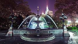公園,水,噴泉