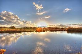 ochtumpark,不来梅,日落