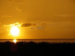 日落,海,北海