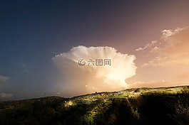 日落,日出,云