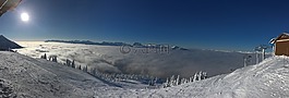 雪,度假村,云