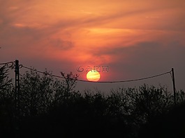 日落,天空,云
