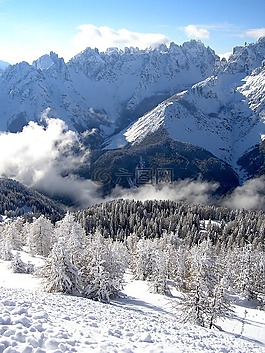 雪,冬天,山